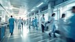 © CStock - Blurred hospital corridor, doctors and nurses walking with diverse doctors in motion suitable for medical