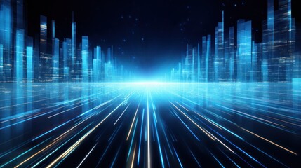 Poster - digital technology speed connect blue background, cyber nano information, abstract communication,