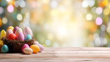 Fototapeta Mapy - Emmpty wooden table background - easter spring theme
