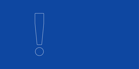 Poster - a large white outline exclamation symbol on the left. designed as thin white lines. vector illustrat