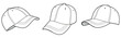 Baseball Cap vector illustration. Baseball Cap fashion flat technical drawing template. isolated on white. unisex, CAD mock-up.