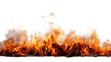 Flames on wood transparent background