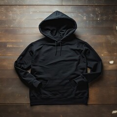 Wall Mural - plain black hoodie laid flat out