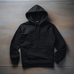 Wall Mural - plain black hoodie laid flat out