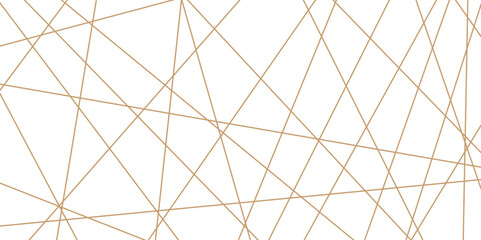 Abstract luxury gold geometric random chaotic lines with many squares and triangles shape on white background.	