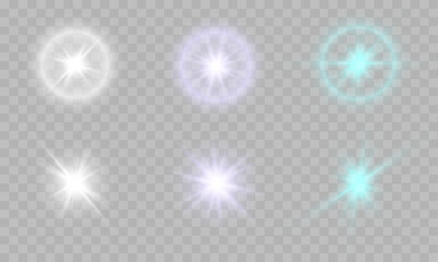 Wall Mural - Light effect bright star isolated on transparent background for web design and illustrations Vector 10eps.
