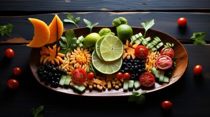 Wall Mural - colorful fruit platter with berries and citrus - wholesome eating concept