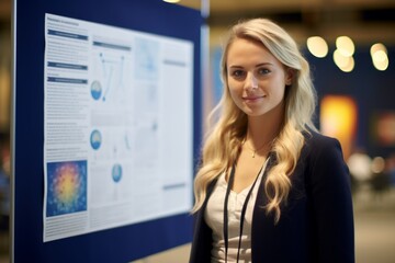 Wall Mural - portrait of young businesswoman at modern startup office, looking at camera