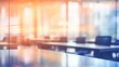 Blurry working space with defocused effect. 
Blurred empty open space office and Abstract light bokeh, Use for background  in business concept  or for idea design .