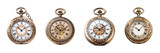 Fototapeta  - A vintage pocket watch with ornate engravings, isolated on a pristine on a transparent background