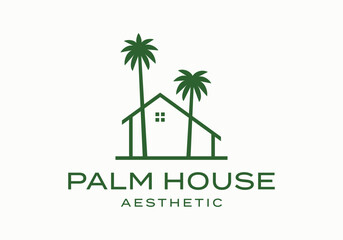 Wall Mural - palm tree house logo icon vector design illustration