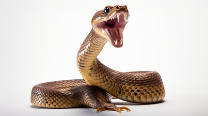 Wall Mural - rat snake attack pose isolated on white background.