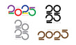 Set of 2025 new year logo text design concept.