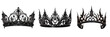 Exquisite Black Fantasy Crown Set on Transparent Background