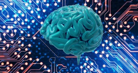 Poster - Animation of human brain and data processing over circuit board