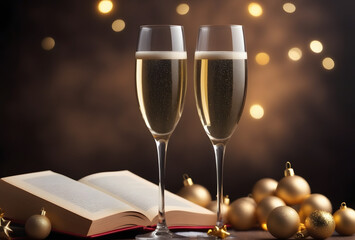 glasses of champagne celebration of the new year and bifrdays, degree,