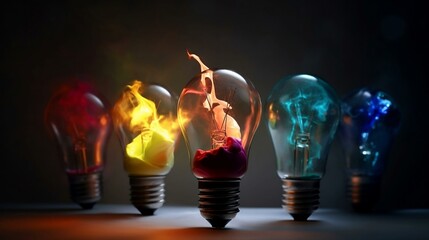 Poster - Bulb light colorful bulb