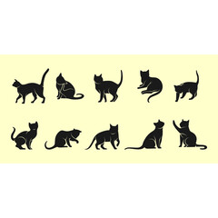 Canvas Print - Flat Cat Silhouette