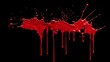 Red paint splash on black background. Blood splatter. Splash and drops of red liquid.