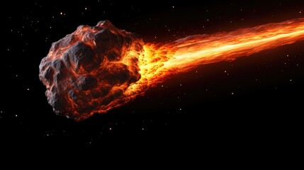 Poster - A visually striking image of an enormous rock with a dramatic trail of fire emanating from it. Perfect for adding a touch of intensity and power to any project