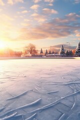 Poster - A picture of a snow covered field with trees in the background. Perfect for winter-themed designs and nature-related projects