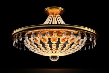 Poster - A stunning crystal chandelier hanging from a ceiling. Perfect for adding elegance and sophistication to any room