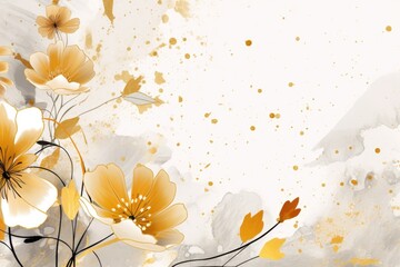 Poster - A painting of yellow flowers on a white background. Suitable for various uses
