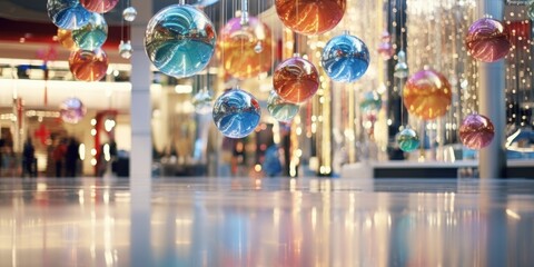 Canvas Print - Glass balls hanging from the ceiling, perfect for adding a touch of elegance to any space. Ideal for home decor, events, or holiday displays