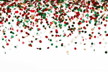 Poster - Colorful confetti scattered on a clean white background. Suitable for celebrations, parties, and festive occasions.