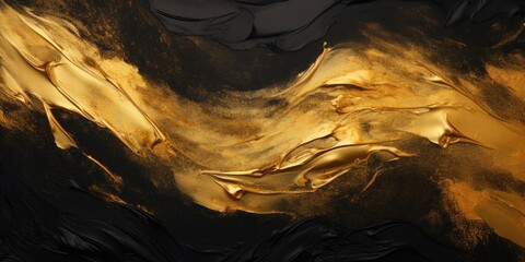 A detailed view of a painting featuring gold and black colors. This picture can be used for various artistic and decorative purposes