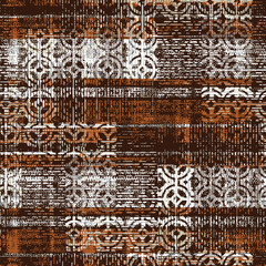 Carpet bathmat and Rug Boho Style ethnic design pattern with distressed texture and effect