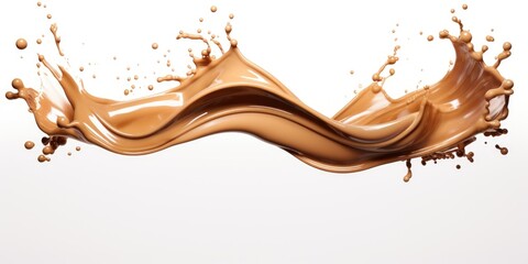 Poster - A visually striking image of a chocolate splash on a clean white surface. Perfect for food and dessert-related projects