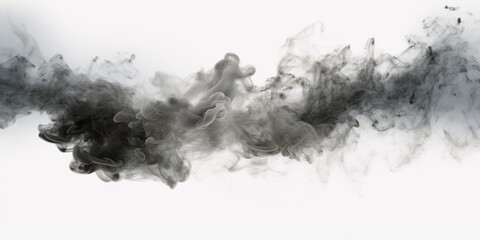 Poster - Black smoke captured in a close-up shot against a white background. Versatile image suitable for various creative projects