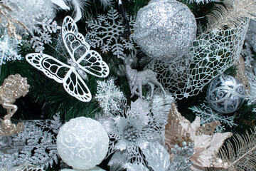 Wall Mural - Christmas tree branches with a decorations	
