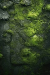 Poster - A person standing on a rock covered in green moss. Perfect for nature and outdoor-themed projects