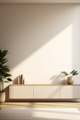 Poster - A spacious living room with a large window that fills the space with natural light. The room is adorned with a white rug, creating a clean and elegant atmosphere.