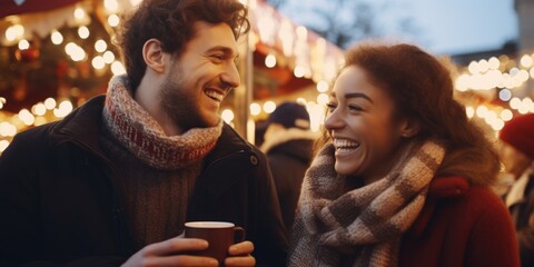 Aufkleber - A picture of a man and a woman standing next to each other. Suitable for various uses