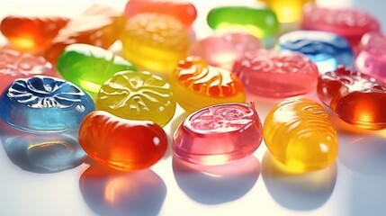 Aufkleber - A close-up view of a variety of gummy bears. Perfect for adding a touch of sweetness to your designs