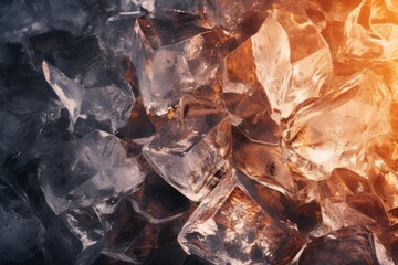 Poster - A pile of ice cubes sitting on top of each other. Ideal for cooling beverages or creating a refreshing atmosphere.