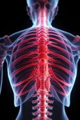Aufkleber - A human skeleton with a highlighted rib cage. Suitable for medical or educational purposes