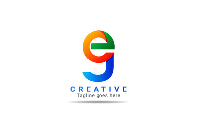 Wall Mural - Creative EG initial colorful logo design and template. Professional EG, EJ letter logo design brand identity