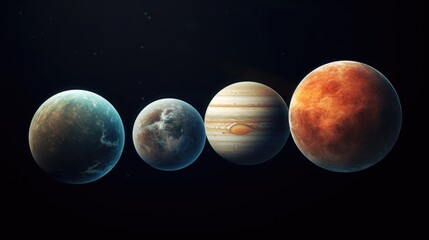 Poster - A captivating image featuring a group of planets against a dark sky. Perfect for astronomy enthusiasts and science-related projects