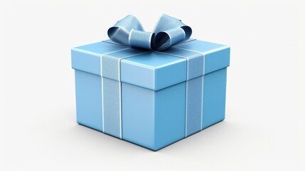 Poster - A blue gift box with a silver bow. Perfect for birthdays, anniversaries, or any special occasion