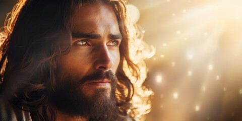 Poster - A picture of a man with long hair and a beard. Suitable for various purposes