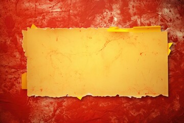 Poster - A piece of yellow paper on a vibrant red background. Suitable for various creative projects
