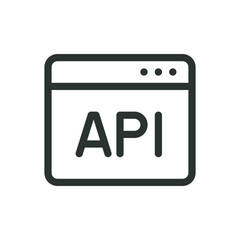 API code isolated icon, API service vector icon with editable stroke