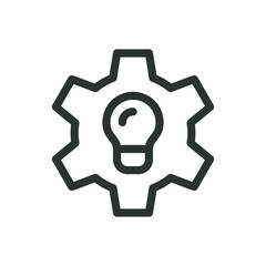 Poster - Gear and light bulb isolated icon, innovation creativity vector icon with editable stroke
