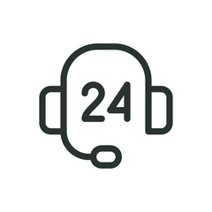 Poster - 24 7 technical support isolated icon, phone support vector icon with editable stroke