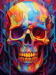 Wall Mural - colorful skulls displayed in abstract background, Ai Generated Images