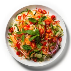 Wall Mural - a plate of som tam on white background